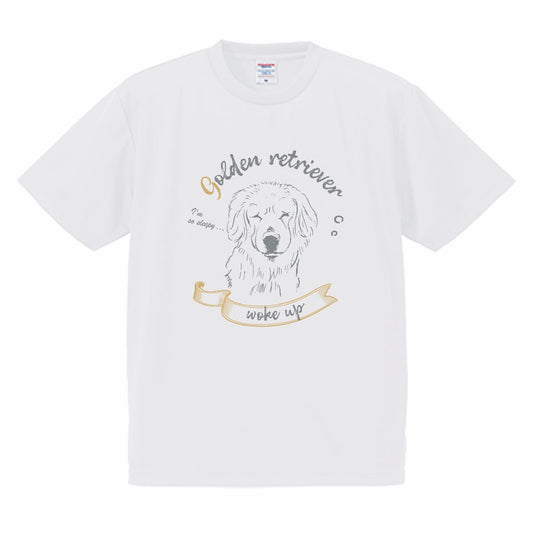 ゴールデンレトリバー起きてきた!Tシャツ(ホワイト×グレー)